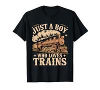 Just A Boy Who Loves Trains Lover Ferrocarril Steam Locomotora Camiseta