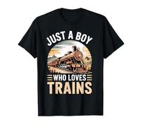 Just A Boy Who Loves Trains Lover Ferrocarril Steam Locomotora Camiseta