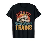 Just A Boy Who Loves Trains Lover Ferrocarril Steam Locomotora Camiseta