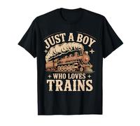 Just A Boy Who Loves Trains Lover Ferrocarril Steam Locomotora Camiseta