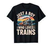 Just A Boy Who Loves Trains Lover Ferrocarril Steam Locomotora Camiseta