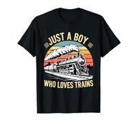 Just A Boy Who Loves Trains Lover Ferrocarril Steam Locomotora Camiseta