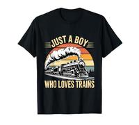 Just A Boy Who Loves Trains Lover Ferrocarril Steam Locomotora Camiseta