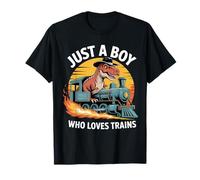 Just A Boy Who Loves Trains Lover Ferrocarril Steam Locomotora Camiseta