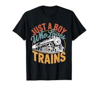 Just A Boy Who Loves Trains Lover Ferrocarril Steam Locomotora Camiseta