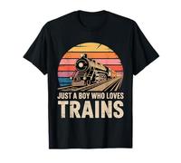 Just A Boy Who Loves Trains Lover Ferrocarril Steam Locomotora Camiseta