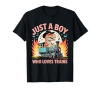 Just A Boy Who Loves Trains Lover Ferrocarril Steam Locomotora Camiseta