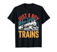 Just A Boy Who Loves Trains Lover Ferrocarril Steam Locomotora Camiseta