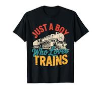Just A Boy Who Loves Trains Lover Ferrocarril Steam Locomotora Camiseta