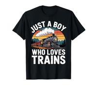 Just A Boy Who Loves Trains Lover Ferrocarril Steam Locomotora Camiseta