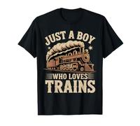 Just A Boy Who Loves Trains Lover Ferrocarril Steam Locomotora Camiseta