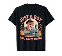 Just A Boy Who Loves Trains Lover Ferrocarril Steam Locomotora Camiseta