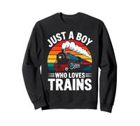 Just A Boy Who Loves Trains Retro Steam Locomotora Tren Sudadera