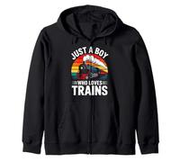 Just A Boy Who Loves Trains Retro Steam Locomotora Tren Sudadera con Capucha