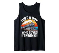 Just A Boy Who Loves Trains Steam Enthusiast Camiseta sin Mangas
