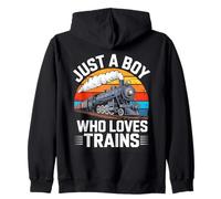 Just A Boy Who Loves Trains Steam Enthusiast Sudadera con Capucha