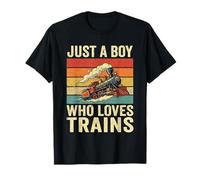 Just A Boy Who Loves Trains Vintage Steam Locomotora Camiseta