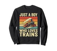 Just A Boy Who Loves Trains Vintage Steam Locomotora Sudadera