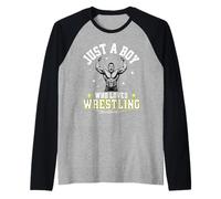 Just A Boy Who Loves Wrestling Boys Niños Chico Luchador Camiseta Manga Raglan