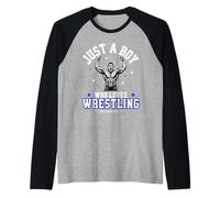 Just A Boy Who Loves Wrestling Boys Niños Chico Luchador Camiseta Manga Raglan