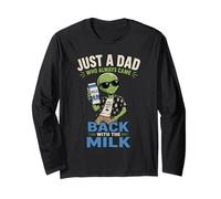Just A Dad Came Back with Milk Funny Alien UFO Día del Padre Manga Larga