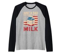 Just A Dad Who Always Came Back with The Milk Humor Paterno Camiseta Manga Raglan