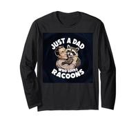 Just A Dad Who Loves Racoons Funny Vintage Día del Padre para Hombre Manga Larga