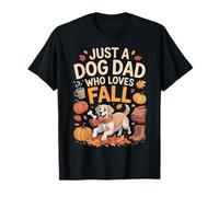 Just a Dog Dad Who Loves Fall Cute Autumn Dog Dad Pumpkins Camiseta