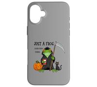 Just a Frog Doing Grim Things - Rana de Halloween - Rana Divertida Carcasa para iPhone 16 Plus