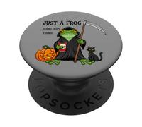 Just a Frog Doing Grim Things - Rana de Halloween - Rana Divertida PopSockets PopGrip Adhesivo