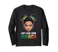 Just A Girl from Jamaica Intrigue Women Orgullosa Bandera de Jamaica Manga Larga