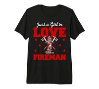Just A Girl In Love Fireman Firefighter Proud Firefighters Camiseta Premium