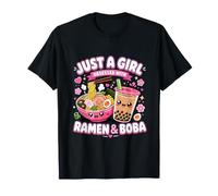 Just a Girl obsesionada con el Ramen y el té de Burbujas Camiseta