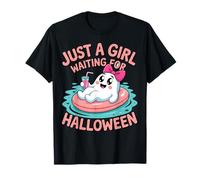 Just a Girl Waiting for Halloween Lindo Ghost Float Camiseta