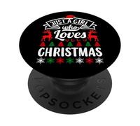 Just A Girl Who Love Christmas Funny Xmas Family PopSockets PopGrip Adhesivo