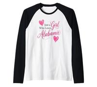 Just a Girl Who Loves Alabama, Cute Pink Alabama Girl Camiseta Manga Raglan