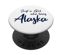 Just a Girl Who Loves Alaska Cute Alaska Girl PopSockets PopGrip Adhesivo