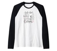Just a Girl Who Loves an Octopus Cute Octopus Camiseta Manga Raglan
