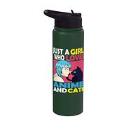Just a Girl who loves Anime and Cats Stainless Steel Insulated Water Bottle