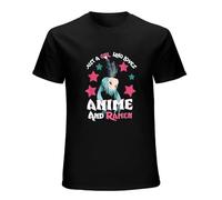 Just A Girl Who Loves Anime and Ra Men Bowl Japanese Noodles Unisex 100% Cotton Short-Sleeve T-Shirts Black XXL