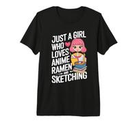 Just A Girl Who Loves Anime Ramen Y Dibujar Mujeres Chicas Camiseta Premium