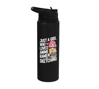 Just A Girl Who Loves Anime Ramen Y Dibujar Mujeres Chicas Stainless Steel Insulated Water Bottle