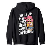 Just A Girl Who Loves Anime Ramen Y Dibujar Mujeres Chicas Sudadera con Capucha
