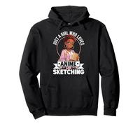 Just A Girl Who Loves Anime Y Sketching Afro Anime Merch Sudadera con Capucha
