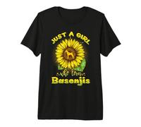 Just A Girl Who Loves Basenjis Dog Sunflower Basenj Dogs Camiseta Premium