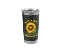 Just A Girl Who Loves Bloodhounds Dog Funny Sunflower Vaso térmico de acero inoxidable de doble pared