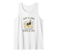 Just a Girl Who Loves Books and Cats Pastel Reading Cat Camiseta sin Mangas