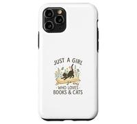 Just a Girl Who Loves Books and Cats Pastel Reading Cat Carcasa para iPhone 11 Pro