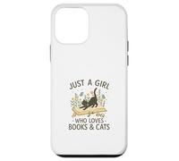 Just a Girl Who Loves Books and Cats Pastel Reading Cat Carcasa para iPhone 12 Mini