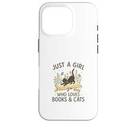 Just a Girl Who Loves Books and Cats Pastel Reading Cat Carcasa para iPhone 16 Pro